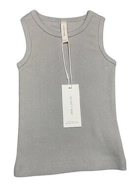 Quincy Mae Ribbed Baby Tank Top Ash Gray 3-6M Organic Cotton NWT Minimalist